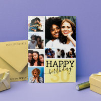 Yellow Family Friends Photo Collage Happy Birthday