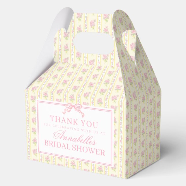 Yellow Fancy Floral Bridal Shower Gable Favour Box (Front)