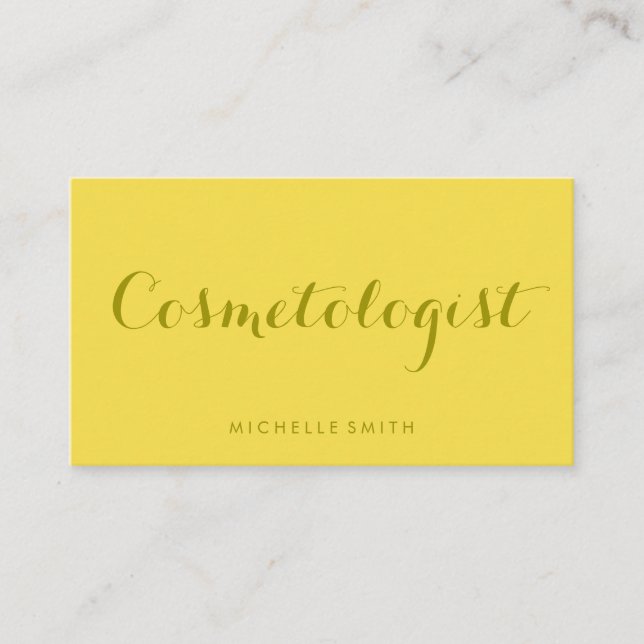 Yellow Fancy Font Minimalist Business Card (Front)