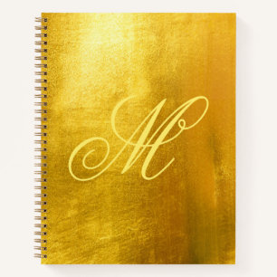 Yellow Fancy Monogram Shiny Faux Gold Foil Notebook