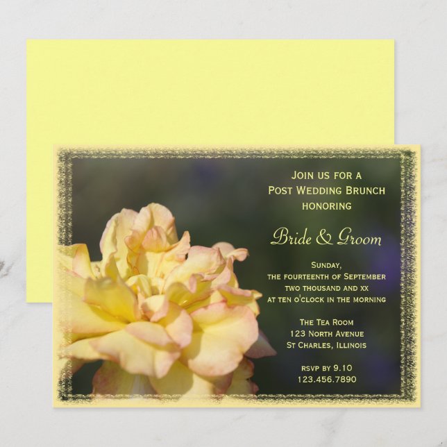Yellow Fancy Rose Post Wedding Brunch Invitation (Front/Back)