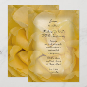 Yellow Fancy Rose Wedding Anniversary Party Invitation