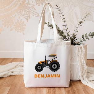 Yellow Farm Tractor Kids Tote Bag