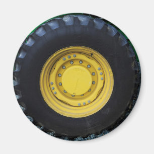Yellow Farm Tractor Wheel Magnet