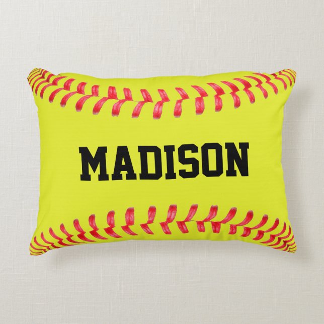 Yellow Fastpitch Softball Custom Accent Pillow (Front)