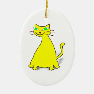 Yellow Fat Cat Ceramic Tree Decoration