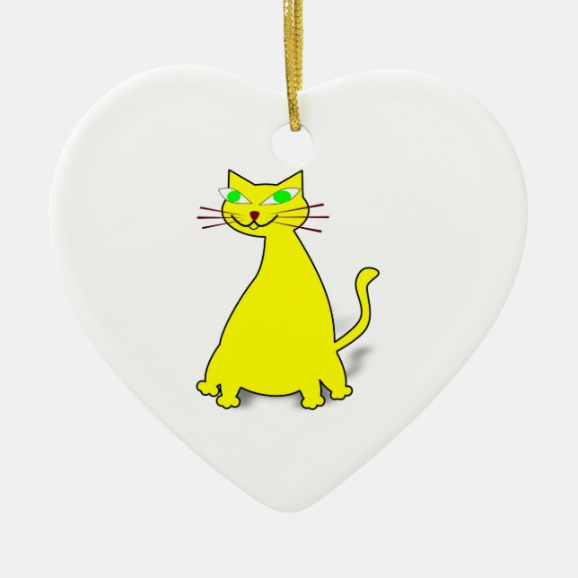 Yellow Fat Cat Ceramic Tree Decoration (Front)