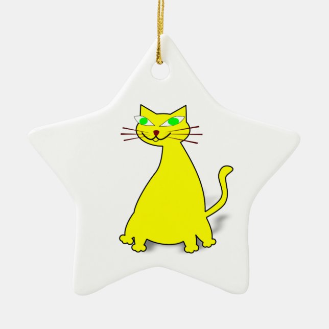 Yellow Fat Cat Ceramic Tree Decoration (Front)