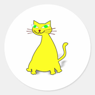 Yellow Fat Cat Classic Round Sticker
