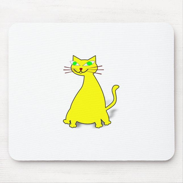 Yellow Fat Cat Mouse Mat (Front)