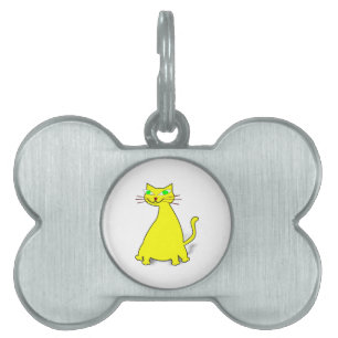 Yellow Fat Cat Pet ID Tag
