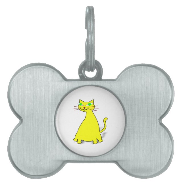 Yellow Fat Cat Pet ID Tag (Front)