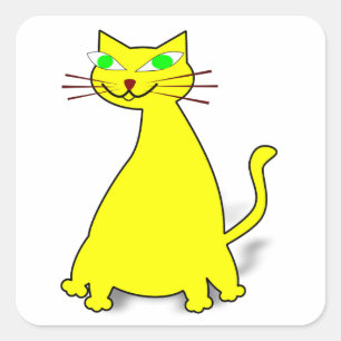 Yellow Fat Cat Square Sticker