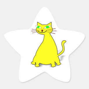Yellow Fat Cat Star Sticker