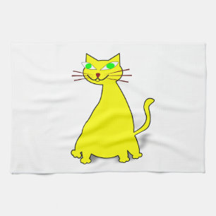 Yellow Fat Cat Tea Towel