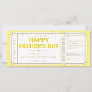 Yellow Father's Day Concert Ticket Gift Voucher Invitation