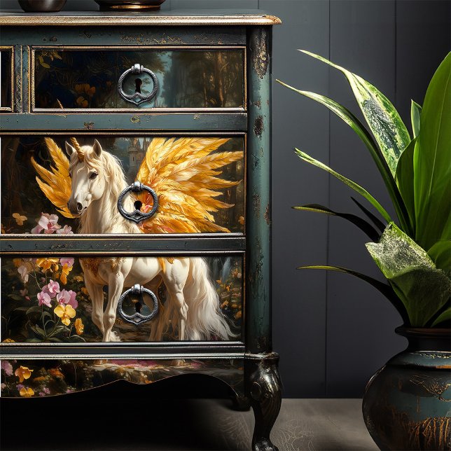 Yellow Feathered Fairy Horse Decoupage Crafting Tissue Paper (Creator Uploaded)