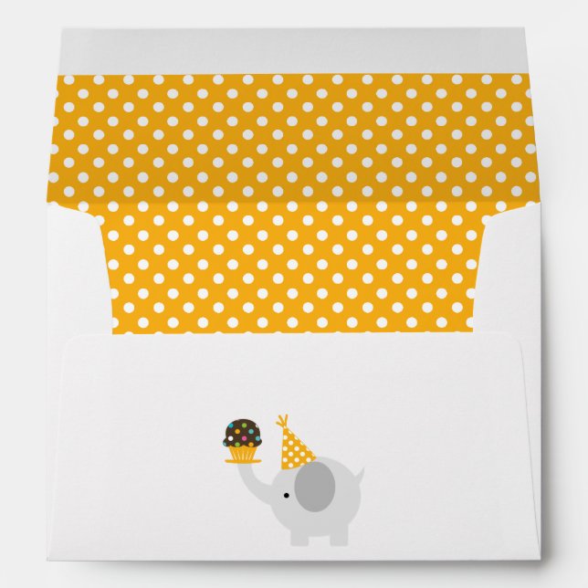 Yellow Festive Birthday Elephant Envelope (Back (Bottom))