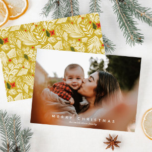 Yellow Festive Botanical Photo Holiday Card