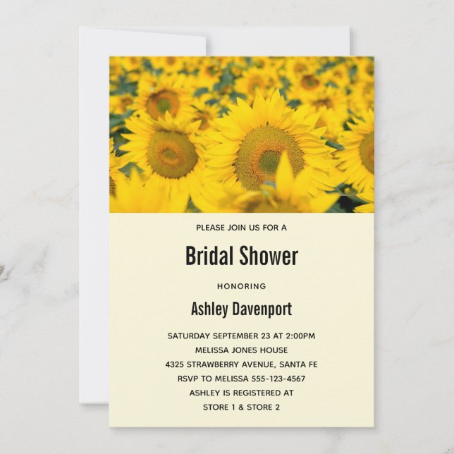 Yellow Field of Sunflowers Invitation (Front)