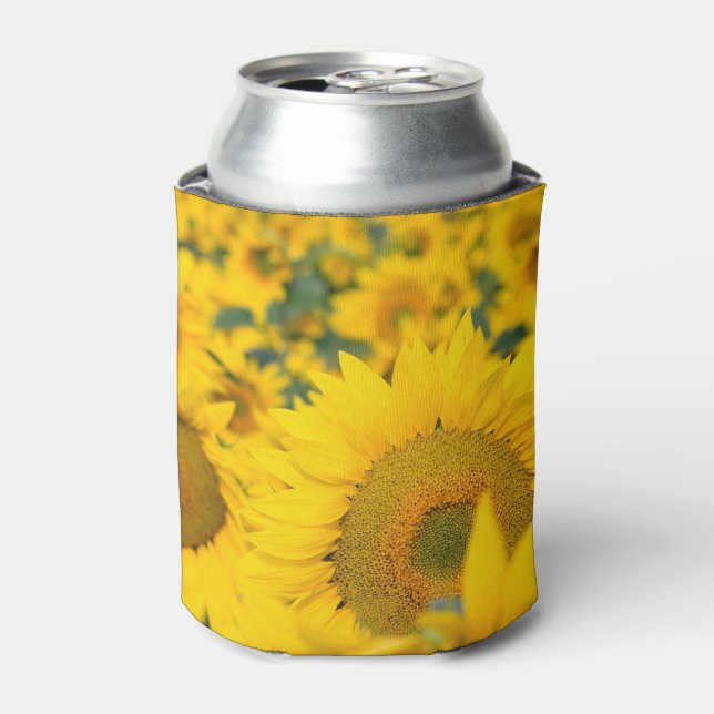  Yellow Field of Sunflowers Photograph Can Cooler (Can Front)