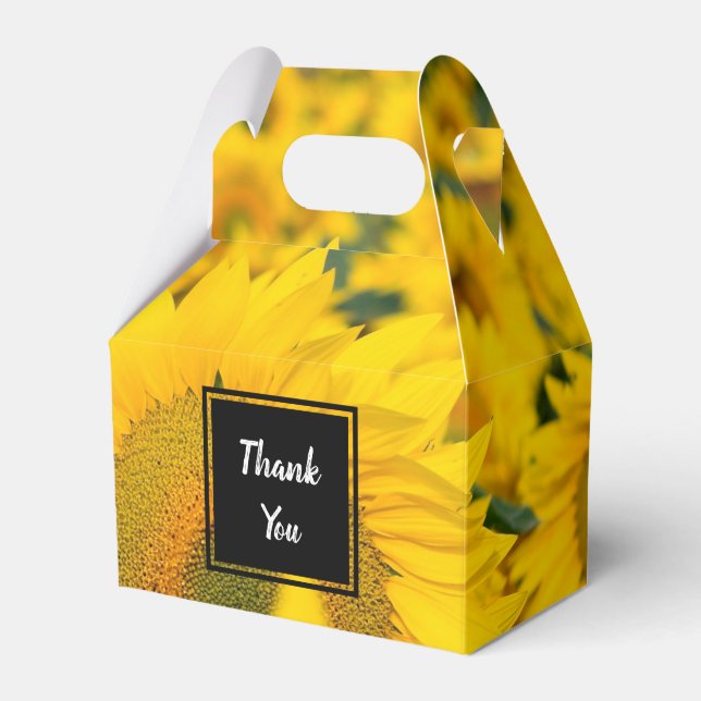  Yellow Field of Sunflowers Photograph Favour Box (Front Side)