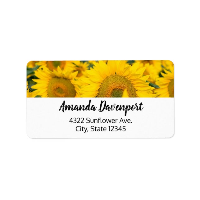 Yellow Field of Sunflowers Photograph Label (Front)