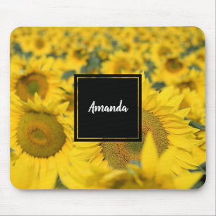 Yellow Field of Sunflowers Photograph Mouse Mat