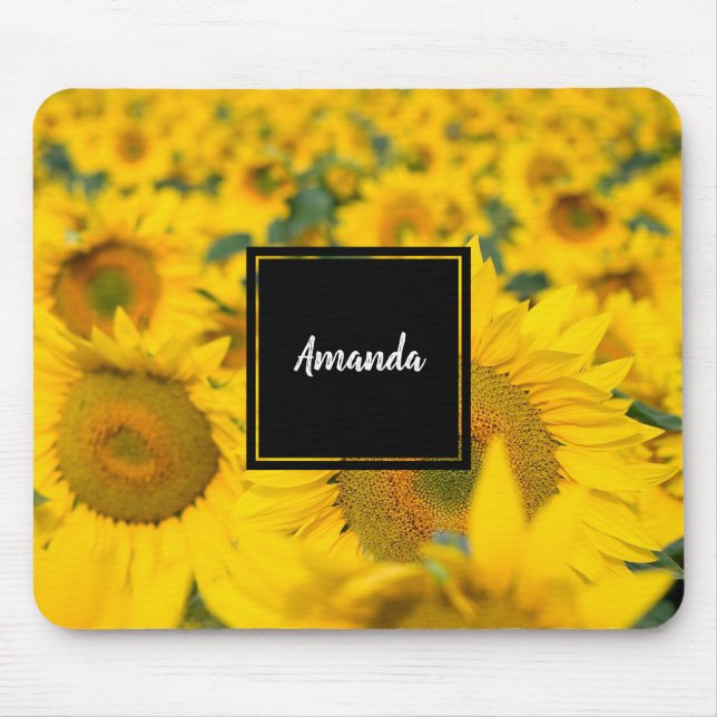 Yellow Field of Sunflowers Photograph Mouse Mat (Front)