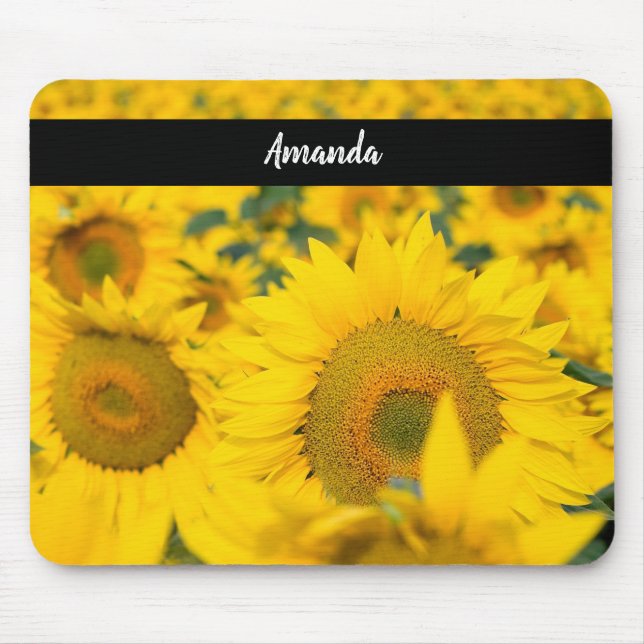 Yellow Field of Sunflowers Photograph Mouse Mat (Front)