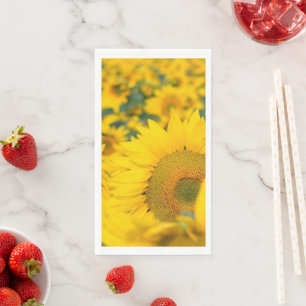 Yellow Field of Sunflowers Photograph Napkin