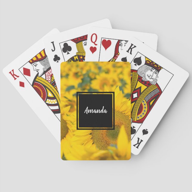  Yellow Field of Sunflowers Photograph Playing Cards (Back)
