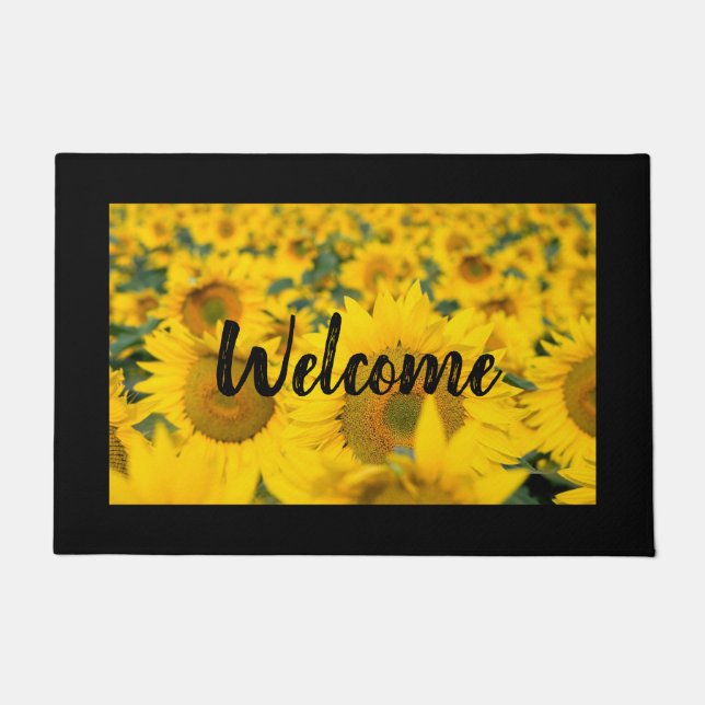 Yellow Field of Sunflowers Photograph Welcome Doormat (Front)