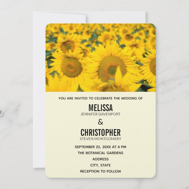 Yellow Field of Sunflowers Wedding Invitation (Front)
