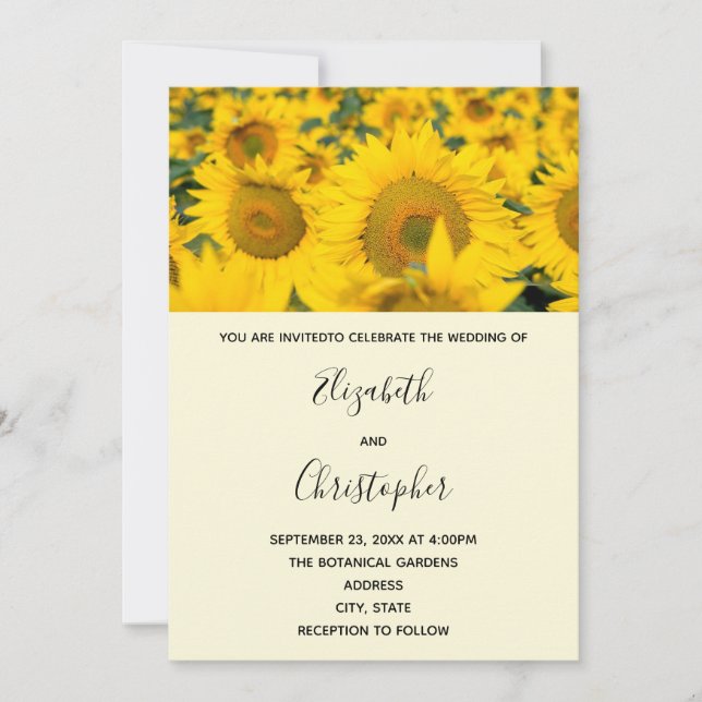 Yellow Field of Sunflowers Wedding Invitation (Front)