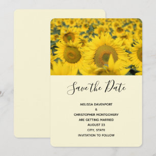Yellow Field of Sunflowers Wedding Save The Date