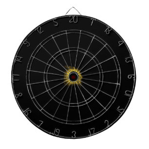 Yellow Fiery Eclipse Black Hole Dart Board
