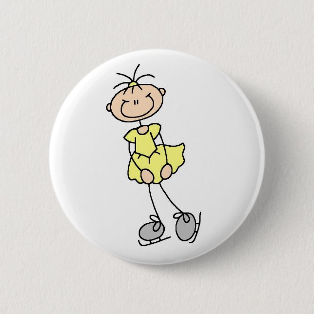 Yellow Figure Skater Button (Front)