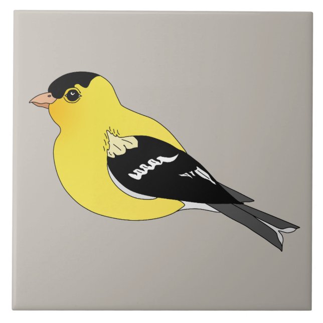 Yellow Finch Graphic American Bird Ceramic Tile (Front)