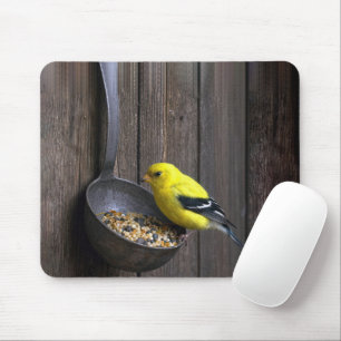 Yellow Finch on Rusty Ladle Mouse Mat