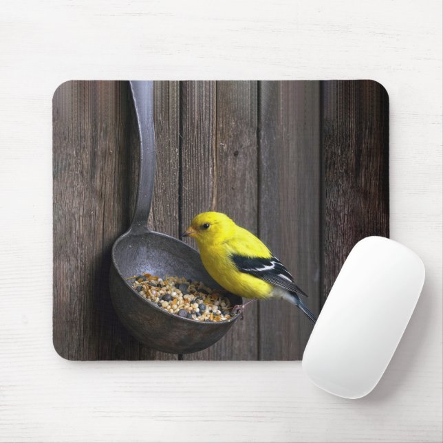 Yellow Finch on Rusty Ladle Mouse Mat (With Mouse)