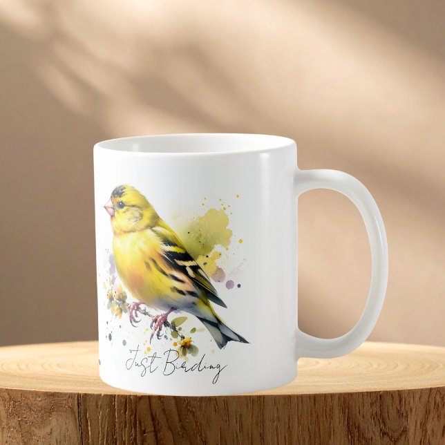 Yellow Finch Watercolor Coffee Mug ( Elegant yellow bird)