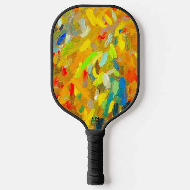 Yellow Finger Painting Pickleball Paddle (Front)