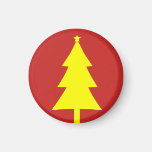 Yellow Fir Christmas Tree Funky Fridge Magnet