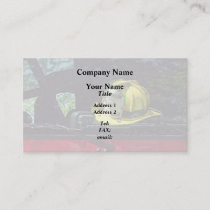 Yellow Fire Captain's Helmet Business Card