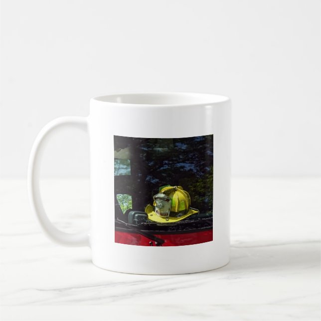 Yellow Fire Captain's Helmet Coffee Mug (Left)