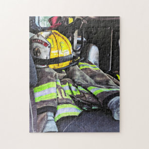 Yellow Fire Helmet In Fire Truck Jigsaw Puzzle