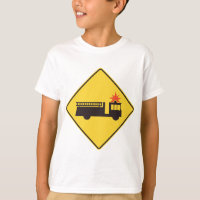 Yellow Fire Truck Warning Sign