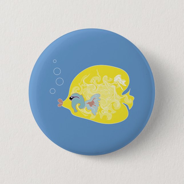 Yellow Fish 6 Cm Round Badge (Front)