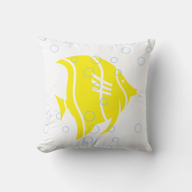 Yellow fish  on  white  PILLOW (Front)